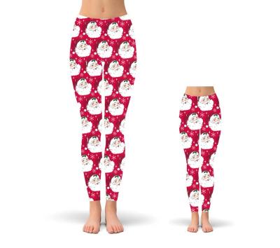 China Winter Breathable Santa Claus Printed Christmas Women Girls Leggings for sale