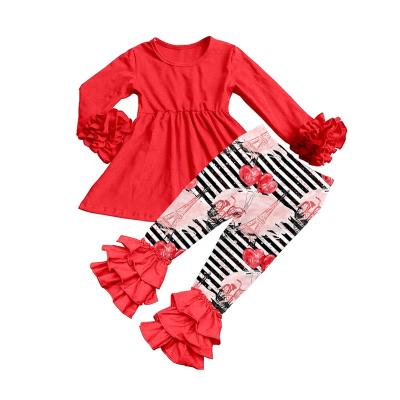 China Valentine's Day Casual Wholesale Children's Clothing Set Design Girls Lovely Two Pieces Outfits for sale