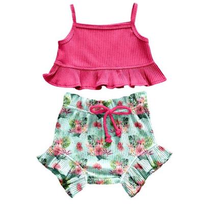 China Kids Casual Outfits Sleeveless Tops And Shorts Girls Suits Popular Supplier From China for sale