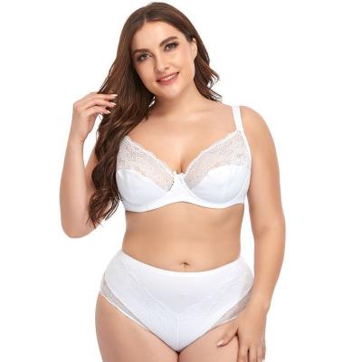 China European and American QUICK-DRY lace underwear set sexy French bra plus size ultra-thin bra big breasts show small for sale