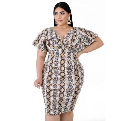 China Plus Size Washable Women's Fashion Skirt Snakeskin Printed Dress Long for sale