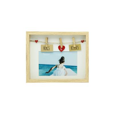 China Handmade Clip Holder Picture Photo Frame - Wooden Clip String Sequin Frame Wall Mounting Photographs Decor for sale