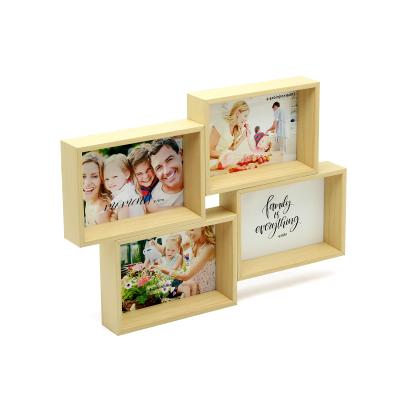 China Wedding Birthday Gift Home Decor Wall Picture Collage Picture Wholesale Natural Wooden Frame - Stand 4 Frame Size 4*6 10*15 cm for sale