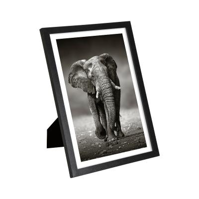 China Handmade High Quality MDF Wall Hanging Poster Wood Picture Frame For Pictures Black A4 Home Decor for sale