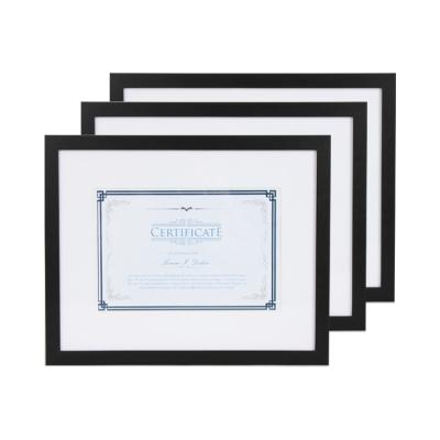 China Jinn Home Certificate Frame 11x14 Black Handmade Diploma Document Wooden Picture Frame With Mat for sale