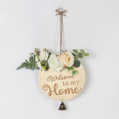 China Jinnhome Environmentally Friendly Wreath Welcome Sign For Front Door Porch Decor Natural Wood Style Christmas Thanksgiving Decoration Hanging Gift With for sale