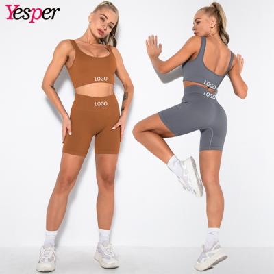 China Breathable 2 Piece Ladies Shockproof Bra Sports Legging Gym Fitness Yoga Wear Sports Clothing Set for sale