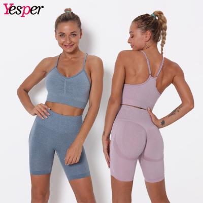 China Selling Women Yoga Wear Women Fitness Set Sports Wear Gym Breathable Warm Seamless Workout High Waist Shorts Yoga Set for sale