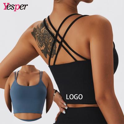 China Wholesale Custom Breathable Logo Women Running Gym Yoga Bra Tops Ladies Workout Fitness Sports Lift Up Sports Bra for sale