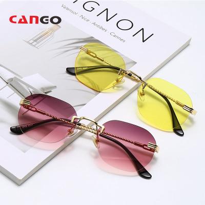 China 10 years experience trend cheap mens sunglasses metal rimless gradient round oval sun glasses uv400 for men for sale