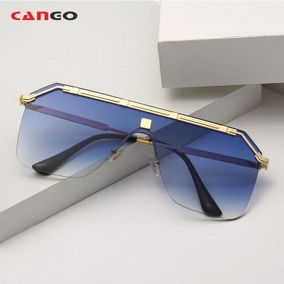 China 2022 Custom Fashion Rimless Men Sun Glasses Oversized Pilot Metal Frame Sunglasses 400 UV 400 Glass Rimless Men for sale