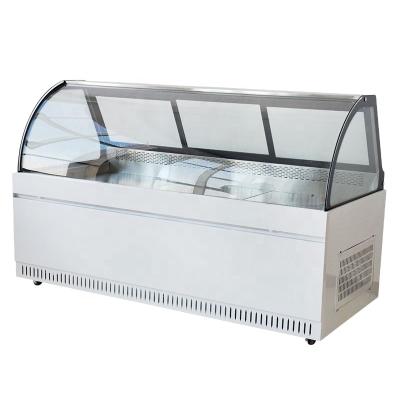 China Single-temperature Air Cooling Meat Showcase Display Freezer 220W Showcase Freezer for sale