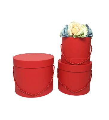 China Gift & Rigid Coated Paper Rose Round Flower Box Craft Wholesale Multi Size Sets for sale