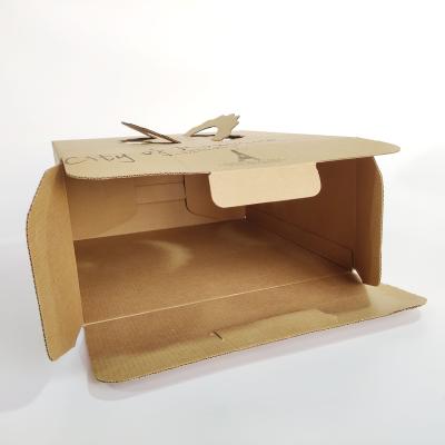 China Recycled Materials Wholesale Corrugated Cardboard Cake Box Para Alimentos 10x10x5 With Handle for sale