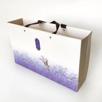 China Recycled Materials Art Paper Box Eco Friendly Custom Bag Tea Packaging With Ribbon for sale