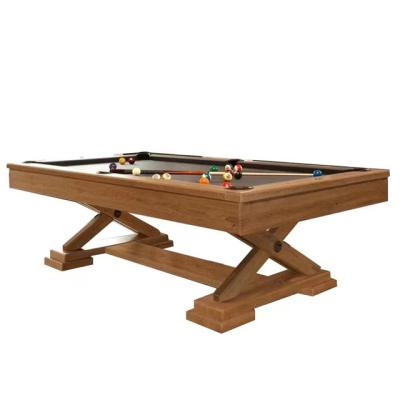 China Multifunctional solid wood cross single line custom real pocket American style indoor pool table leather billiard table factory direct for sale