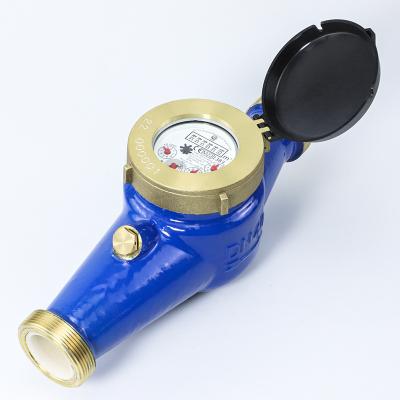 China Residential/Domestic Multi-jet Dry Water Meter Class B/Dn40/R160 with Brass Closing Ring and Light Brass Body/HRI/Additional Inlet Filter for sale