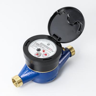 China Residential/Domestic Multi-jet Water Meter Dry Class B/R80 With Stainless Steel Can Log And Light Brass Body for sale