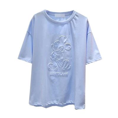 China Overstock 3D Short Sleeve Wholesale Small Bear Printed High Quality In Running Loose With Short Sleeves Around Collar Women's T-shirts for sale