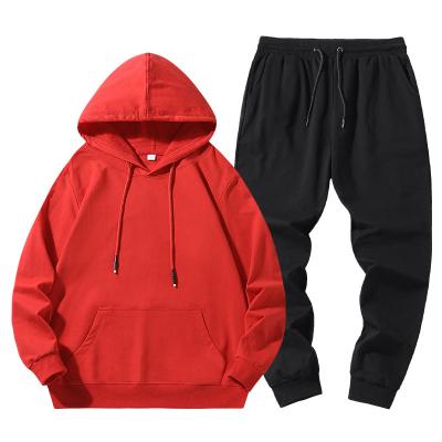 China OEM Lucky Label Men's Fitness Casual Jogger Sweatsuit QUICK DRY Custom Drop Cotton Plain Sweatpants Plus Size With Mens Hoodies Set for sale