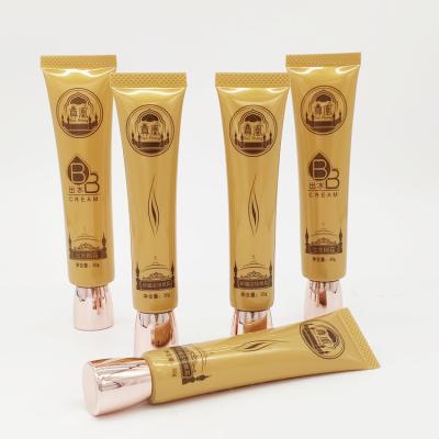 China Small 40g 40ml Pe Gold BB Cosmetic Squeeze Soft Plastic Empty Glossy Cream Tube Cosmetic Tube Packaging for sale