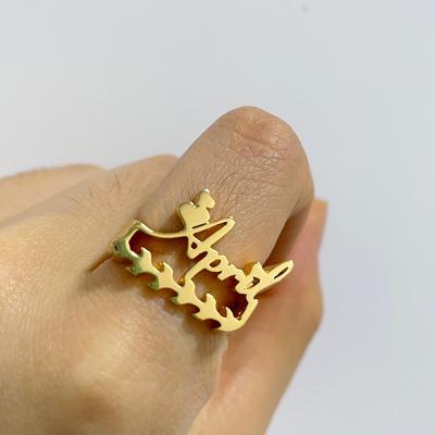 China Custom high quality 3d name grain ring for men hip hop rock exaggerated finger punk Ring Unisex gold plated personalized ring jewelry gift for sale