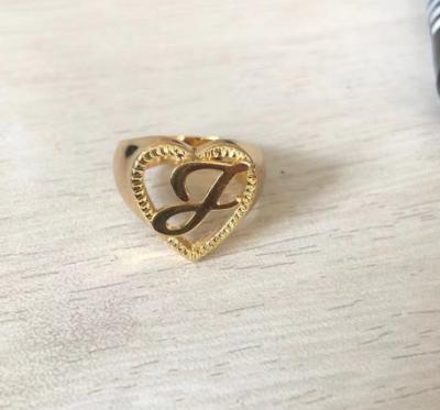 China High Quality New Heart 18k Gold Plated Double Finger Personalized Name Rings Hip Hop Hitter Men Custom Ring With Men for sale