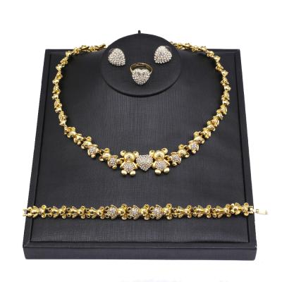 China Mix Style Environmentally Friendly Teddy Bear Necklace Set 18k Gold Filled Xoxo Set Jewelry Sets For Women for sale