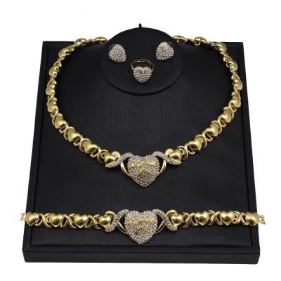 China NEW Mix Style Environmental Friendly 14k Gold Women Kids Jewelry Sets Hearts xoxo Necklace Set Jewelry for sale