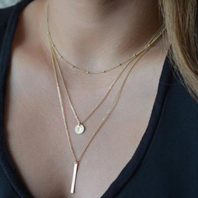 China 2021 Longer Simple Trendy Women Fashion Sequins Street Design Multilayer Necklace Environmentally Friendly Necklace for sale