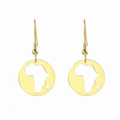 China High Quality Stud Earrings Pendant Type and Stainless Steel Jewelry Material Africa Map Main Earrings for sale