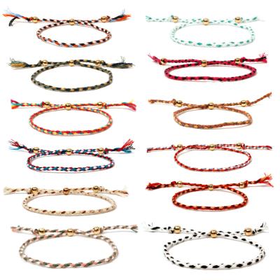 China New Style Gold Bead Bracelet Environmental Friendly Women Fashion Color Yarn Handwoven Bracelet for sale