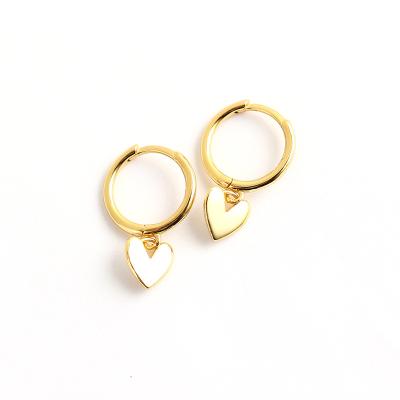 China High quality jewelry trend s925 sterling silver minimalist gold plated heart charm huggie earring for sale