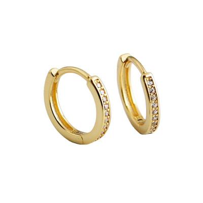 China Minimalist S925 Sterling Silver Jewelry High Quality Cz Micro Pave Rhinestone Huggie Circle Earrings for sale