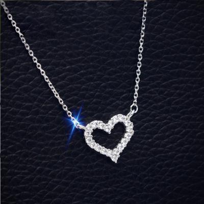 China Environmental Friendly 925 Sterling Silver Love Heart CZ Charm Pendant Necklace For Women for sale