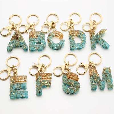 China Resin Handbag Charms 26 Alphabets Word English Letter Word Alphabets Resin Glitter Acrylic Key Chain Custom Capital English Keychain for sale