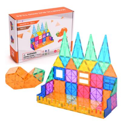 China Creative building toy 78PCS ABS plastic material building block 3d construction diy toys educational magnetic building blocks for kids for sale