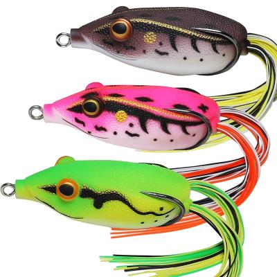 China Truscend Warehouse Perch Sea Pike BKK High Strength Hook Cavity Floating Foam Soft Solid Weedless Topwater Floating Frog Fishing Sea Lure for sale