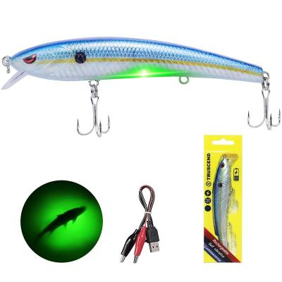 China High Strength Googan Trout Pike Googan Bass Carp Supplier Truscend Minnow Led Robotic Hard Plastic Swimbait Fishing Lure For Saltwater for sale