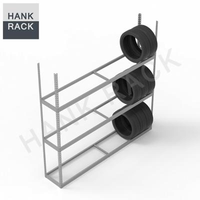 China Tire Show Display Storage Rack 3 Light Duty Levels Tire Display Rack Rivet Shelving Boltless Tire Rack for sale