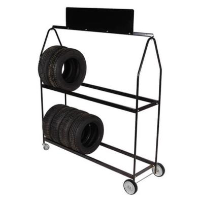 China Q235 Steel Car Mobile Tire Display Stand Rack Handling Trolley Tire Trolley for sale