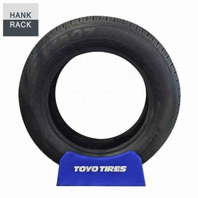 China Tire POP Blue Simple POS Display Stand Plastic Tire Toyo Display Color Tire Rack for sale