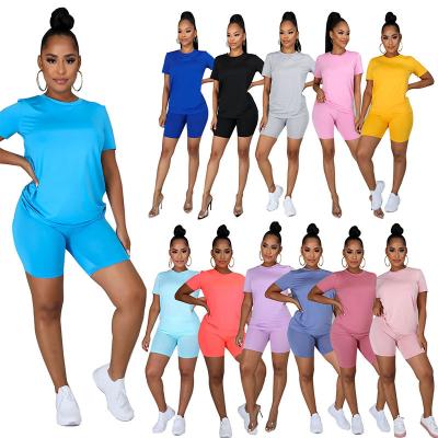 China Anti-pilling Mookyun 2021 plain 11 color women's shorts plus size 2 piece solid color wholesale S-5Xl causal sport of two piece set set women for sale