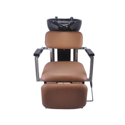 China Popular Modern Barber Shop Furniture Set Hairdressing Chair With Barber Stations Wholesale Shampoo Chair Salon Furniture for sale