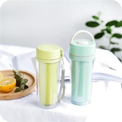 China Sustainable Water Bottle With Wheat Straw And Side Handle Stainless Steel Bottle for sale