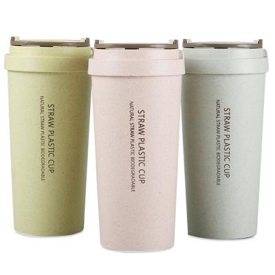 China 400ml Viable Fiber Coffee Cup Degradable Water Bottles With Straw With Custom Logo for sale