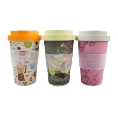 China Customized Modern Biodegradable Bamboo Reusable Bamboo Water Bottle Coffee Cup Coffee Mug with Silicone for sale