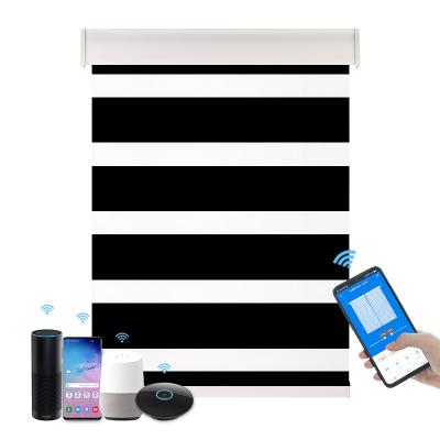 China Environmental Friendly Zebra Motorized Remote Control Roller Blinds Blackout Curtain 100% for sale