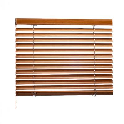 China 50Mm Environmental Friendly Venetian Slat Blinds Manual Aluminum Wood Wooden Window Shades With Double-rope for sale