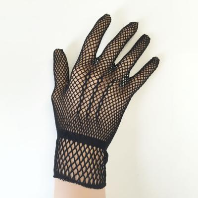 China Wedding Decoration Woman's Net Lace Gloves Wedding Party Bride Short Mesh Glove for sale